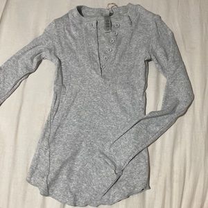 Skims Cotton Rib Henley Long-Sleeve Top